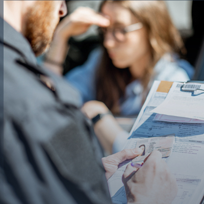 man filling out document