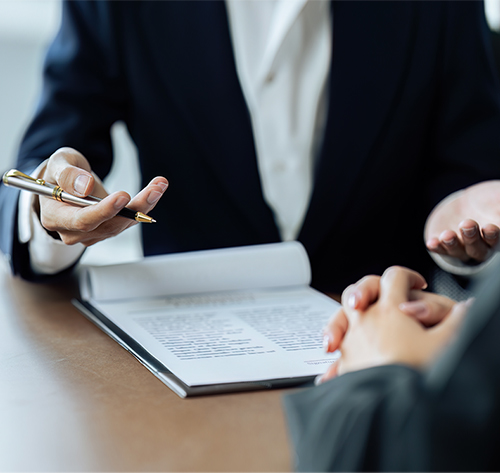 lawyer dicussing with client